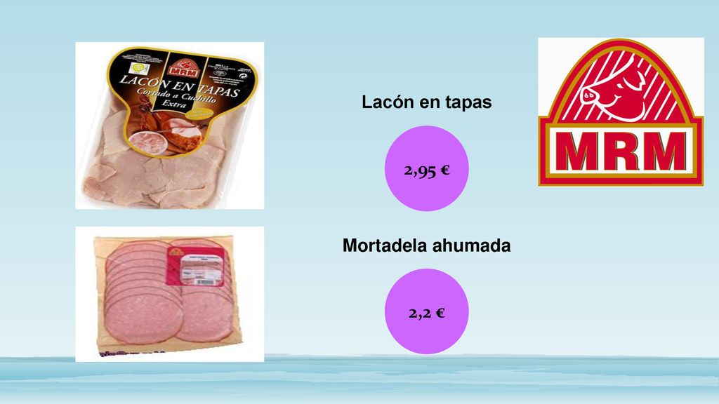 Lacón en tapas 2,95 € Mortadela ahumada 2,2 €