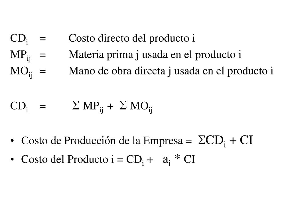 CDi = Costo directo del producto i
