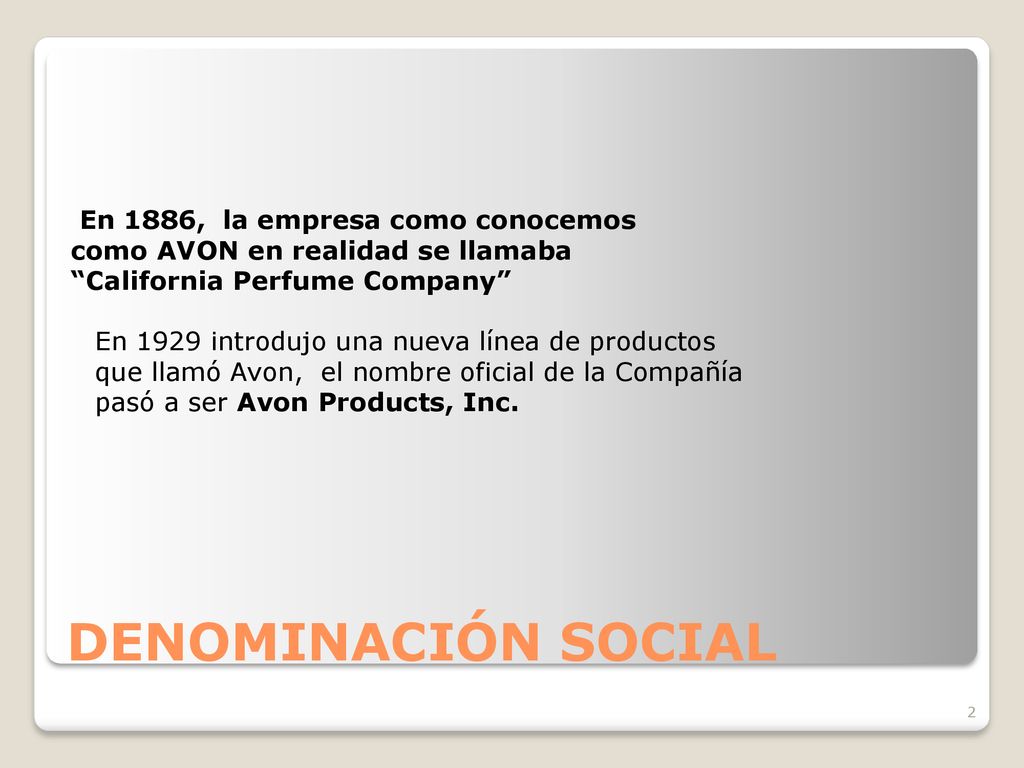 En 1886, la empresa como conocemos como AVON en realidad se llamaba California Perfume Company