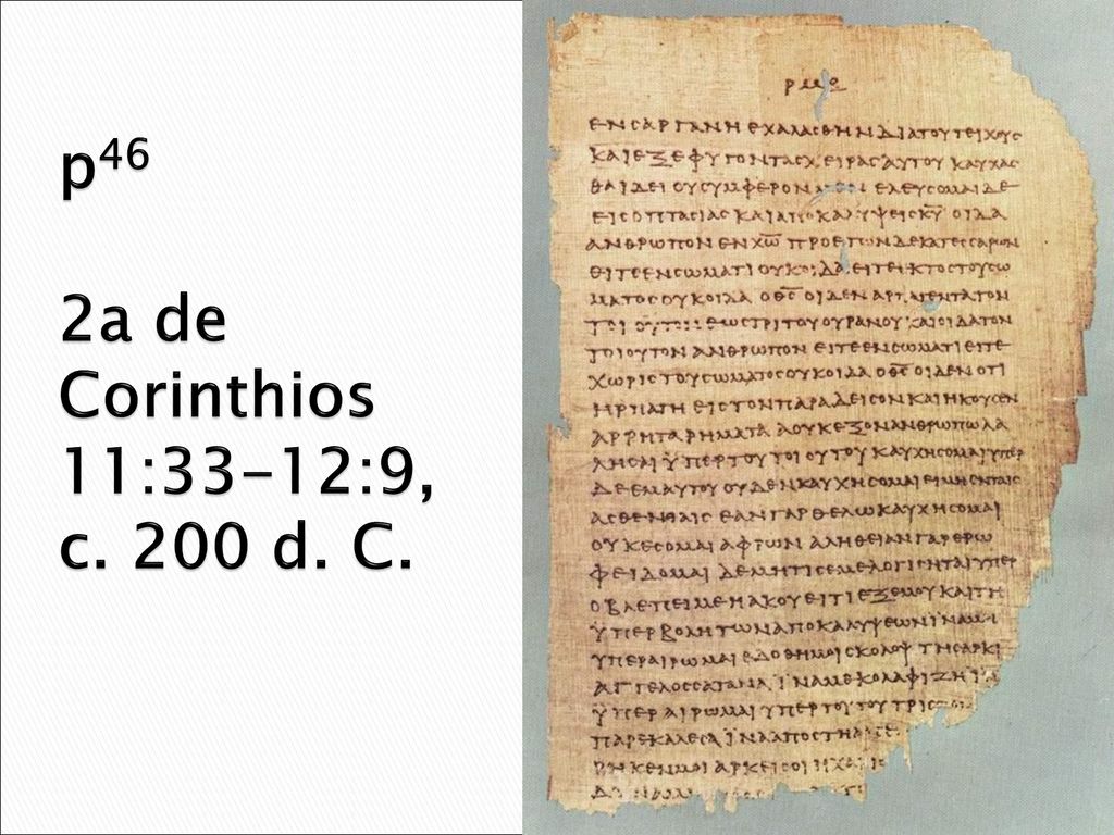 p46 2a de Corinthios 11:33-12:9, c. 200 d. C.