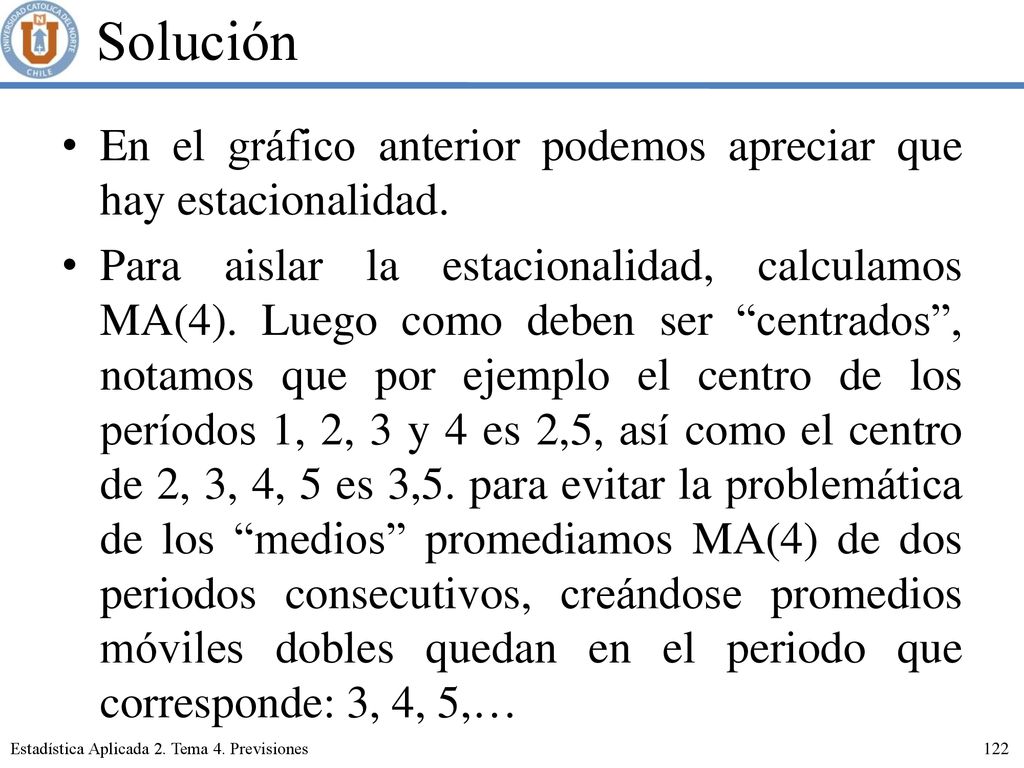 Solución En el gráfico anterior podemos apreciar que hay estacionalidad.