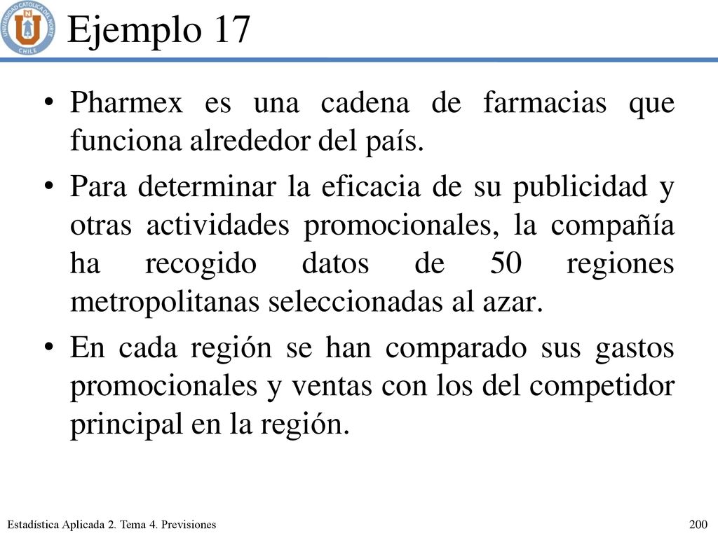 Ejemplo 17 Pharmex es una cadena de farmacias que funciona alrededor del país.
