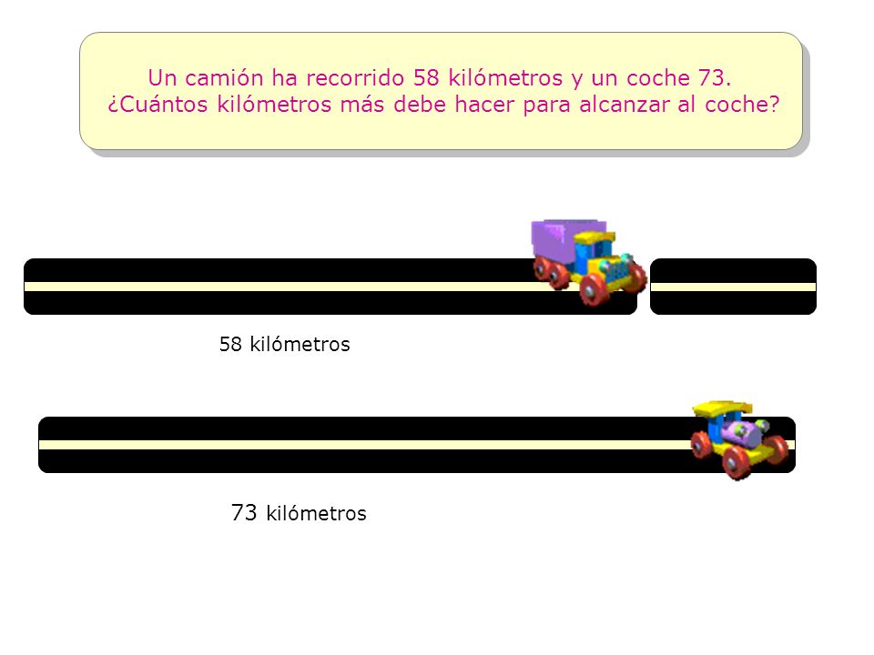 Un camión ha recorrido 58 kilómetros y un coche 73.