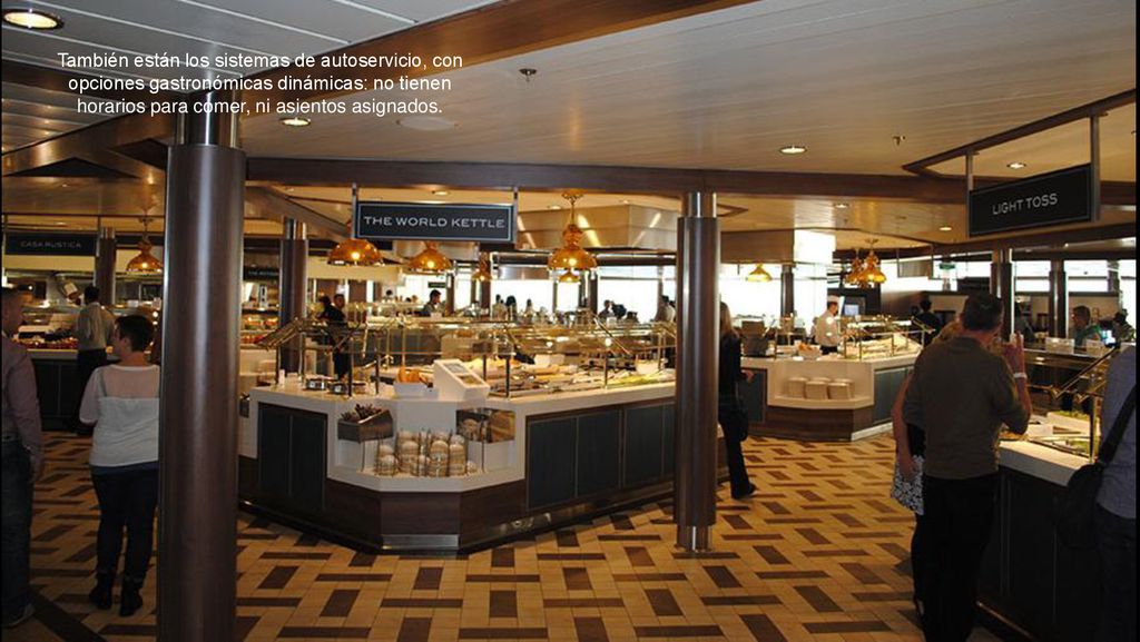 También están los sistemas de autoservicio, con opciones gastronómicas dinámicas: no tienen horarios para comer, ni asientos asignados.
