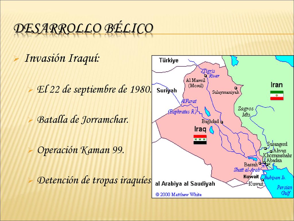 Desarrollo bélico Invasión Iraquí: El 22 de septiembre de 1980.