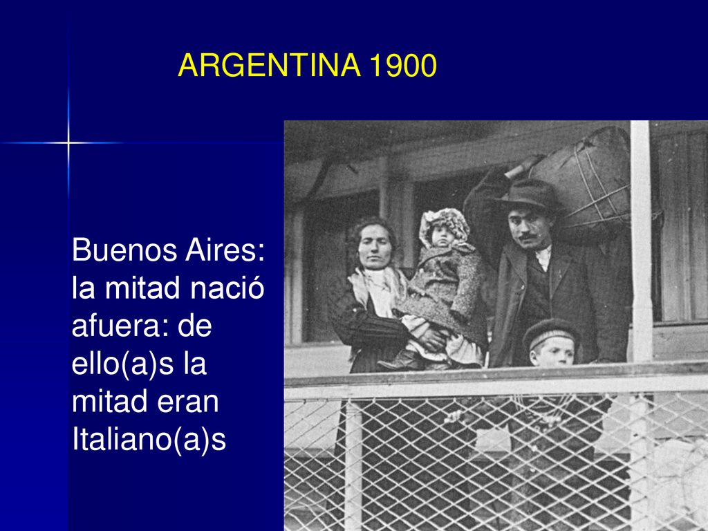 ARGENTINA 1900 Buenos Aires: la mitad nació afuera: de ello(a)s la mitad eran Italiano(a)s