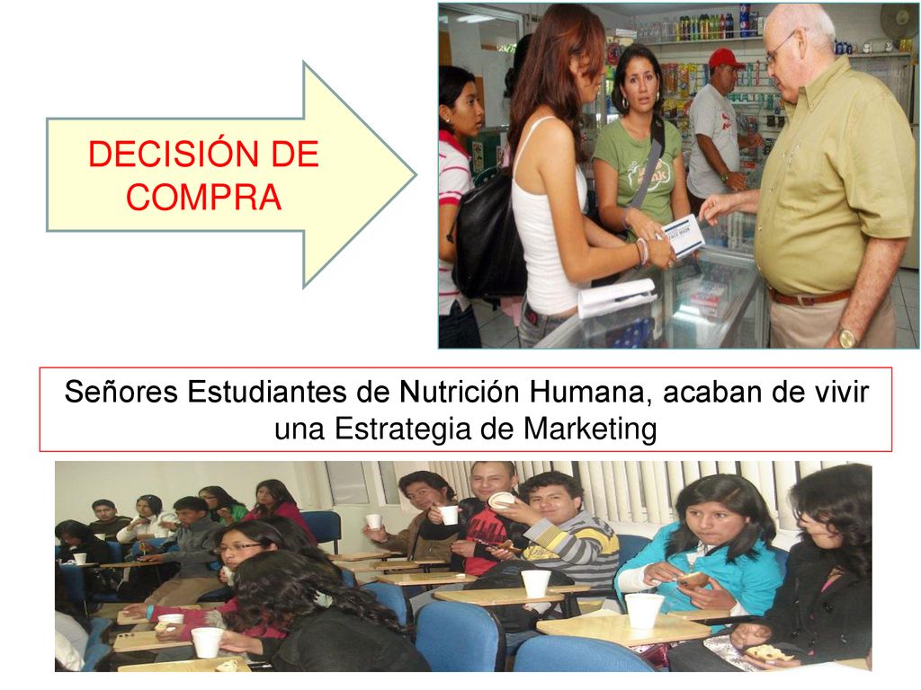 DECISIÓN DE COMPRA Señores Estudiantes de Nutrición Humana, acaban de vivir una Estrategia de Marketing.