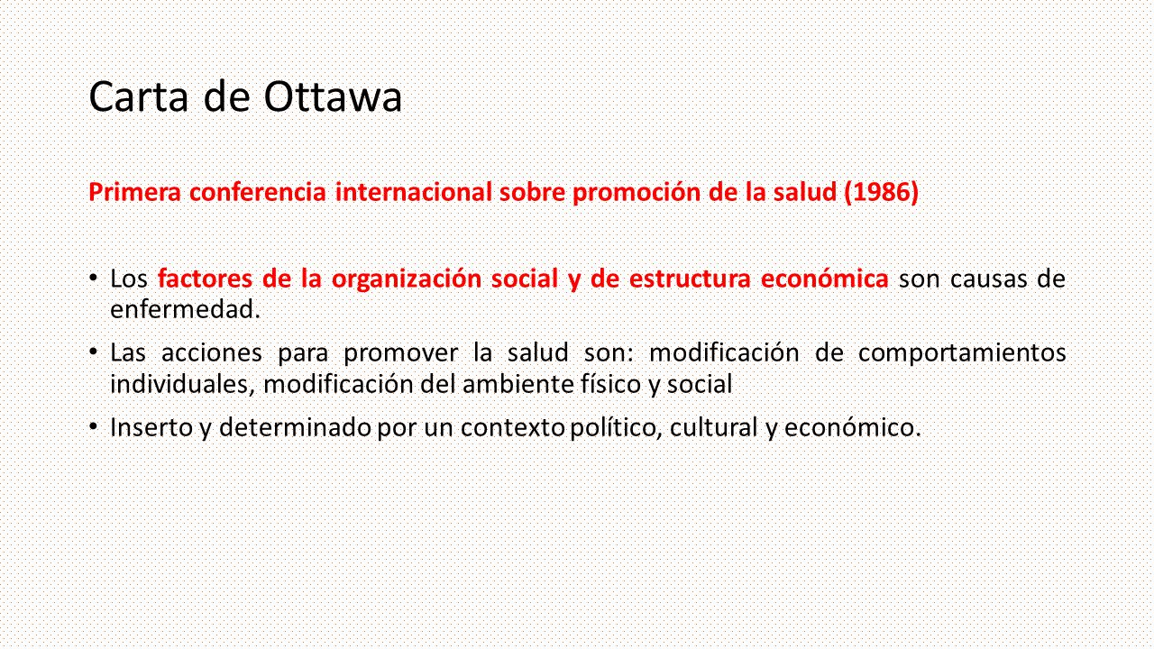 Carta de Ottawa Primera conferencia internacional sobre promoción de la salud (1986)