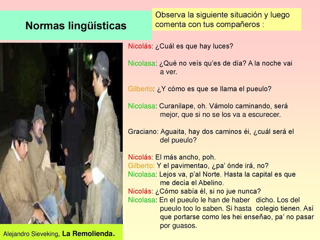 Observa la siguiente situación y luego comenta con tus compañeros :
