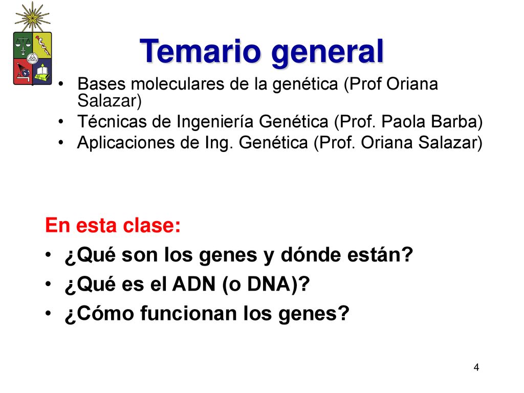 Temario general En esta clase: ¿Qué son los genes y dónde están