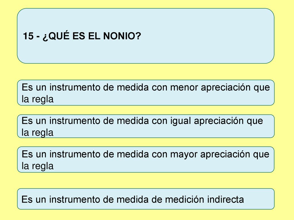 15 - ¿QUÉ ES EL NONIO Es un instrumento de medida con menor apreciación que la regla.