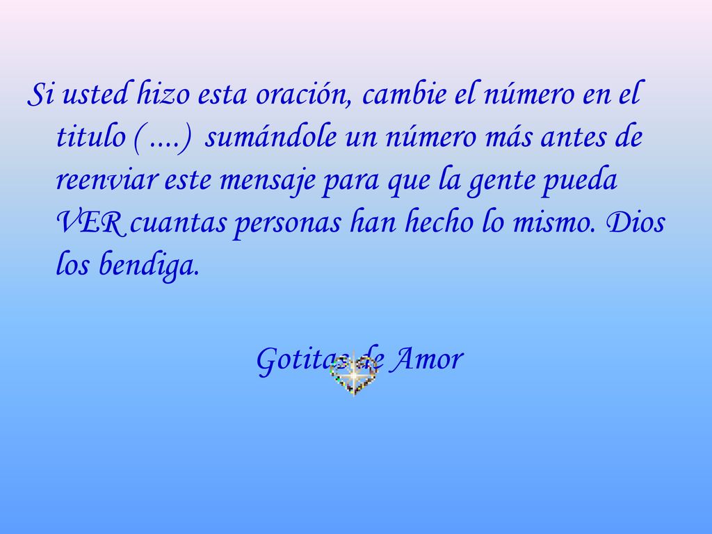 Si usted hizo esta oración, cambie el número en el titulo (