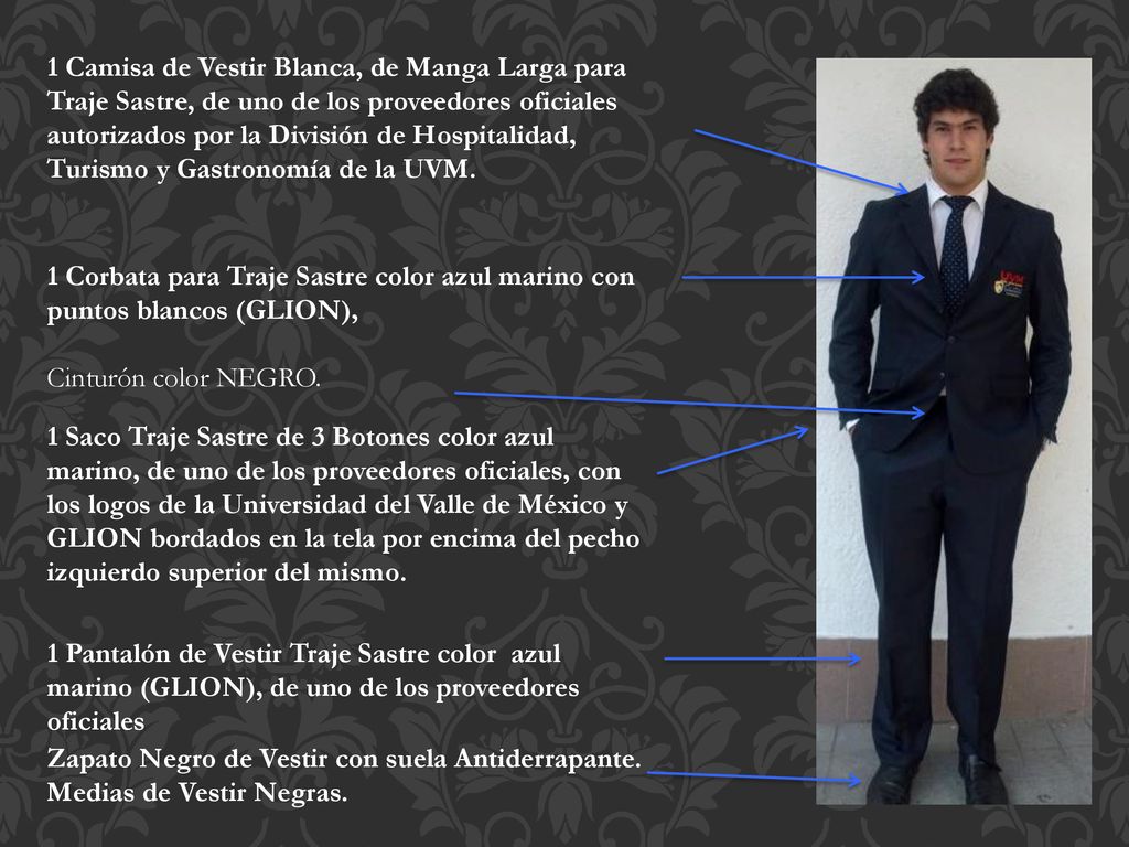 1 Camisa de Vestir Blanca, de Manga Larga para Traje Sastre, de uno de los proveedores oficiales autorizados por la División de Hospitalidad, Turismo y Gastronomía de la UVM.