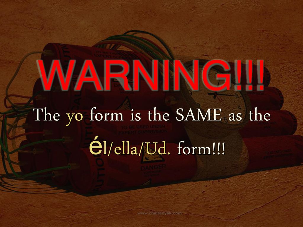 The yo form is the SAME as the él/ella/Ud. form!!!