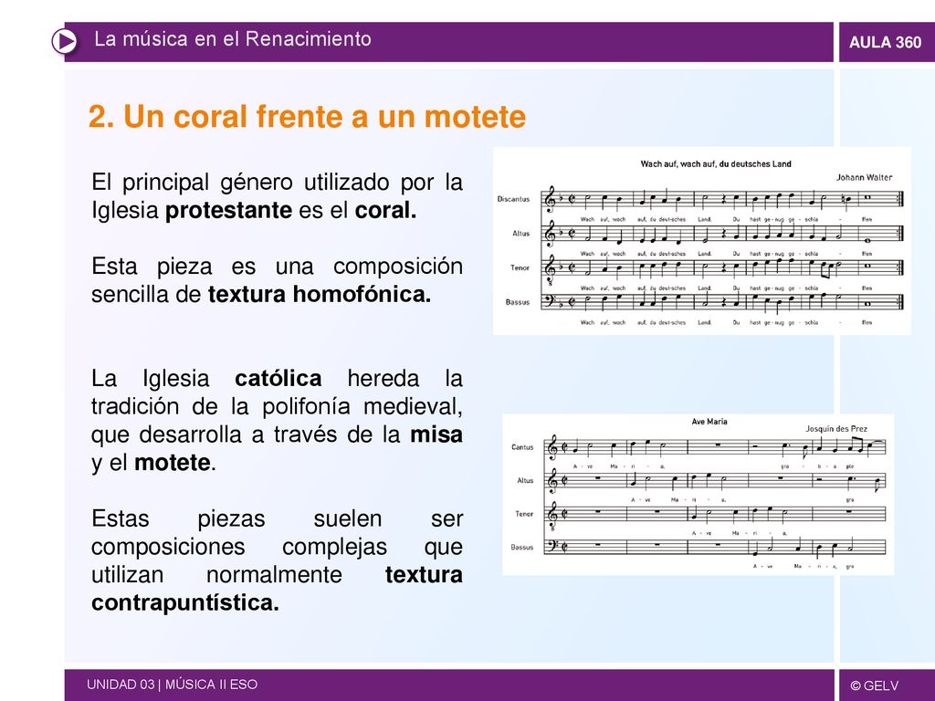 2. Un coral frente a un motete