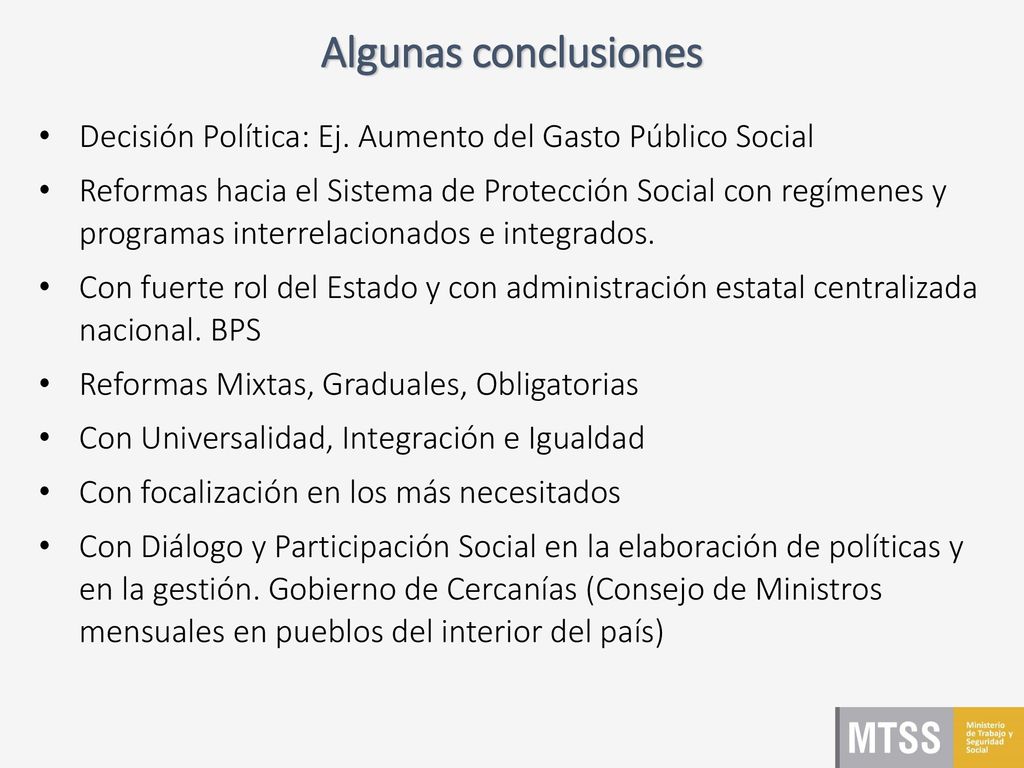 Algunas conclusiones Decisión Política: Ej. Aumento del Gasto Público Social.