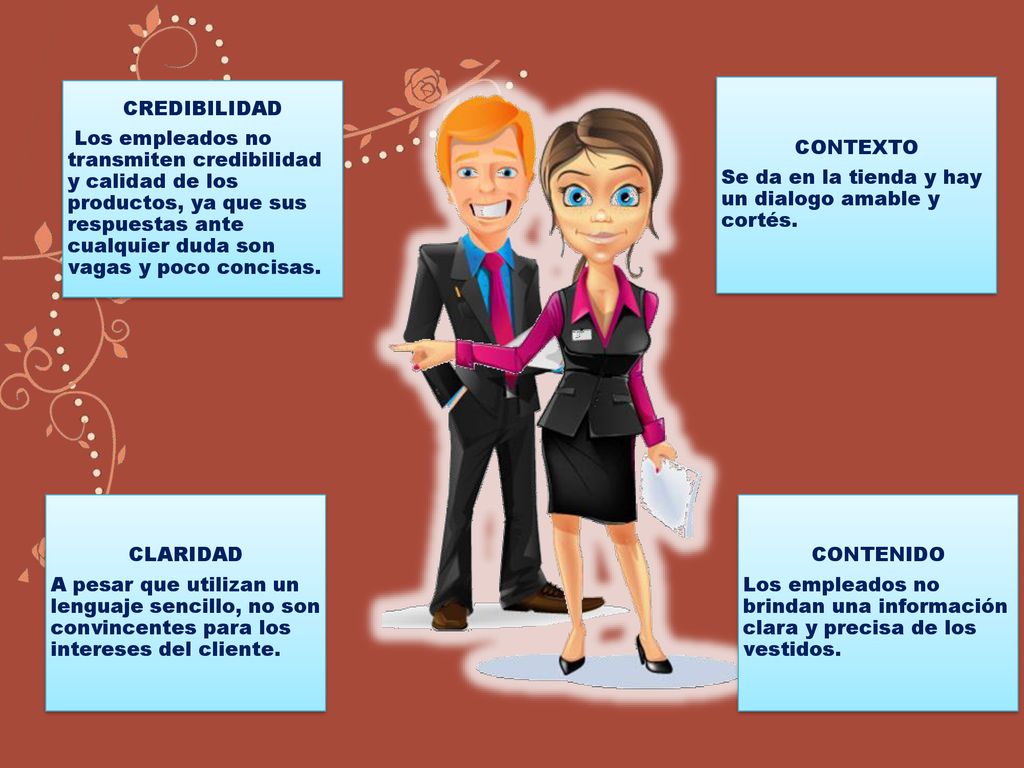 CONTEXTO Se da en la tienda y hay un dialogo amable y cortés. CREDIBILIDAD.