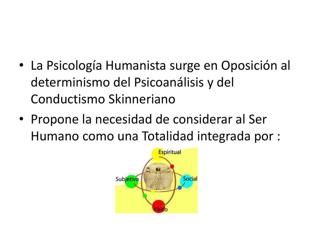 La Psicología Humanista surge en Oposición al determinismo del Psicoanálisis y del Conductismo Skinneriano