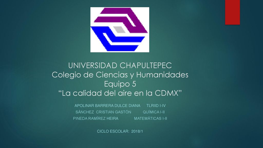 UNIVERSIDAD CHAPULTEPEC Colegio de Ciencias y Humanidades Equipo 5 La calidad del aire en la CDMX