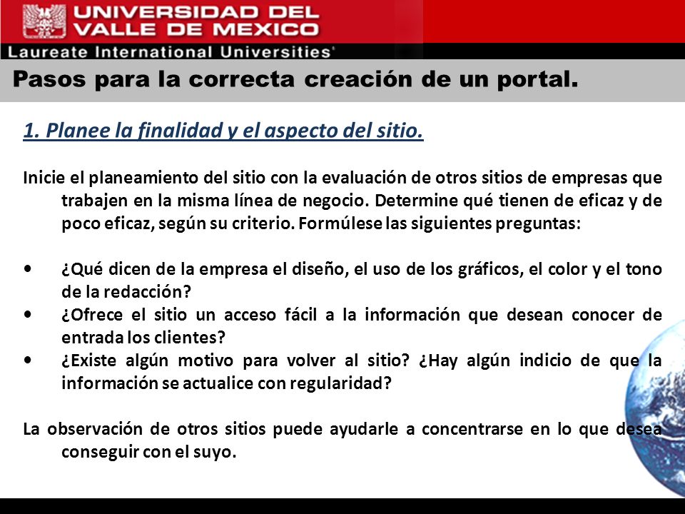 Pasos para la correcta creación de un portal.