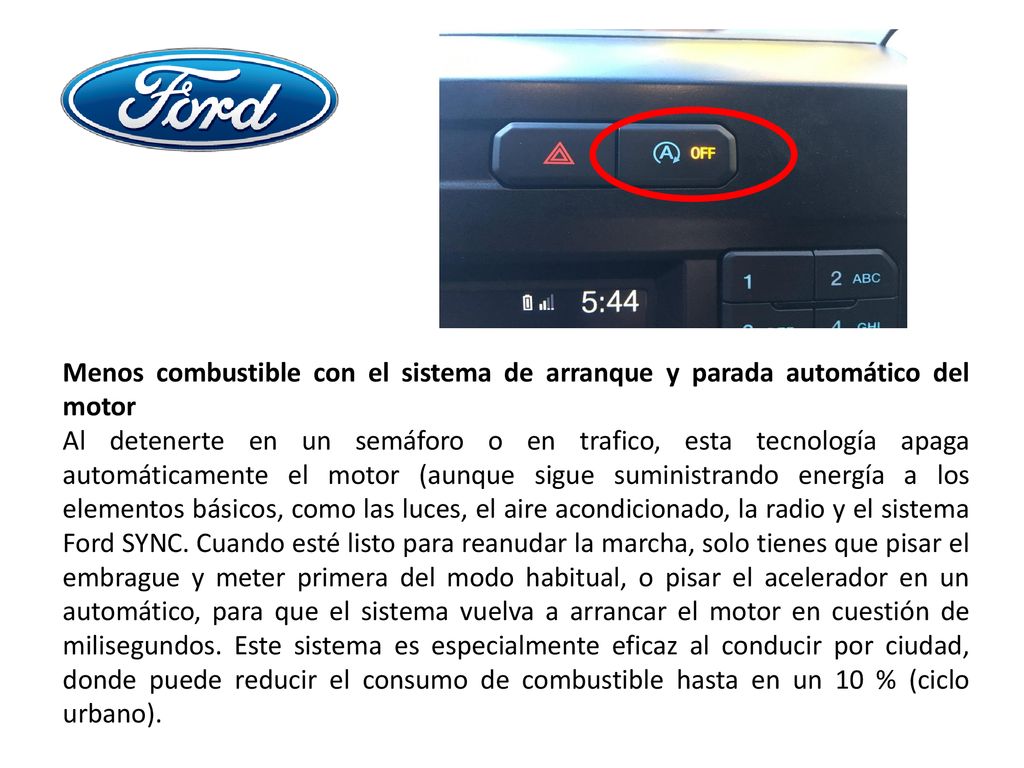 Menos combustible con el sistema de arranque y parada automático del motor