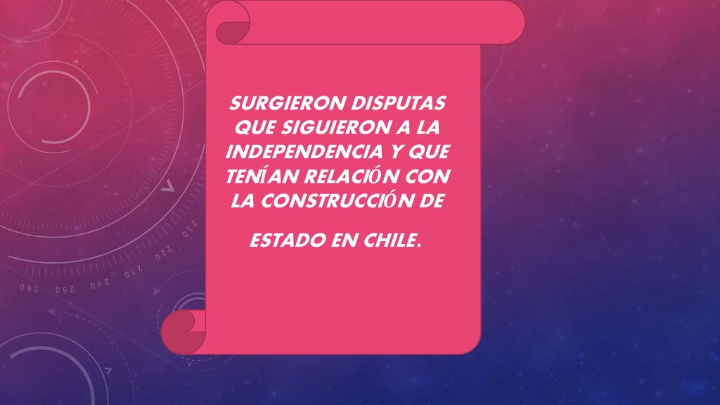 Surgieron disputas que siguieron a la Independencia y que tenían relación con la construcción de Estado en Chile.