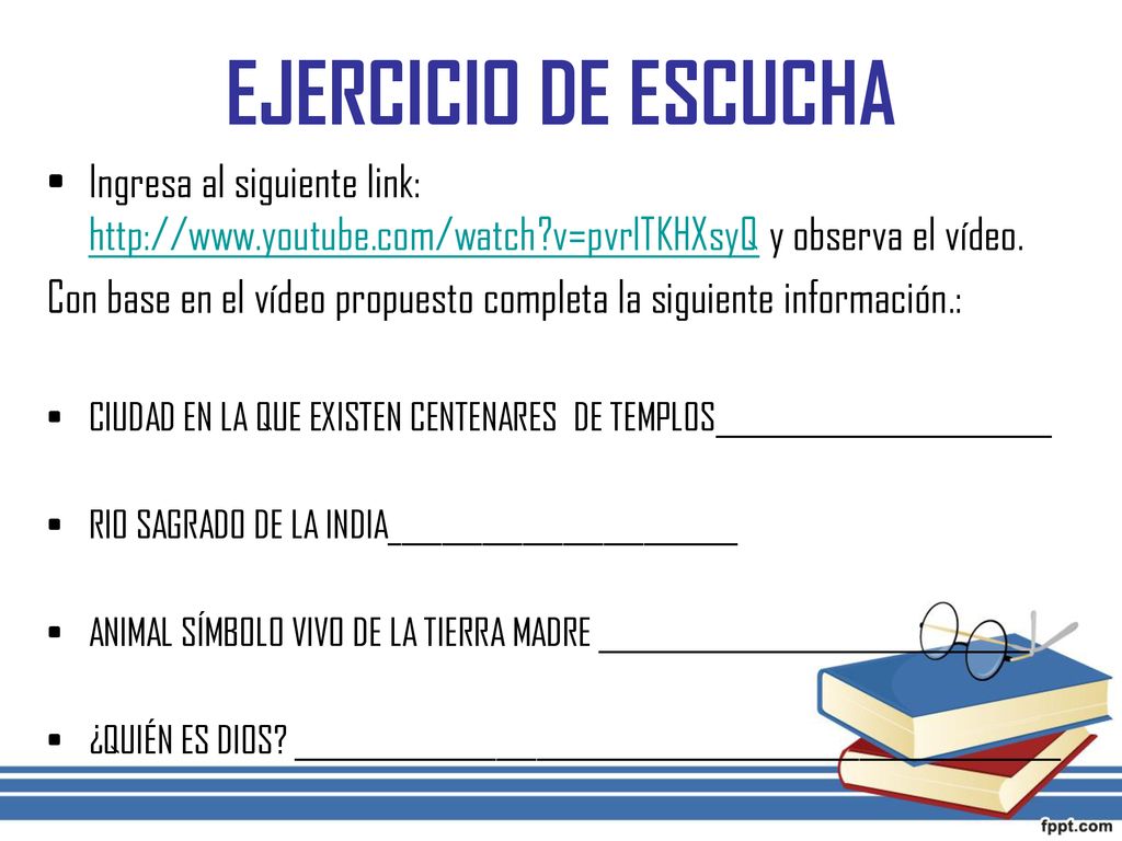 EJERCICIO DE ESCUCHA Ingresa al siguiente link:   v=pvrlTKHXsyQ y observa el vídeo.
