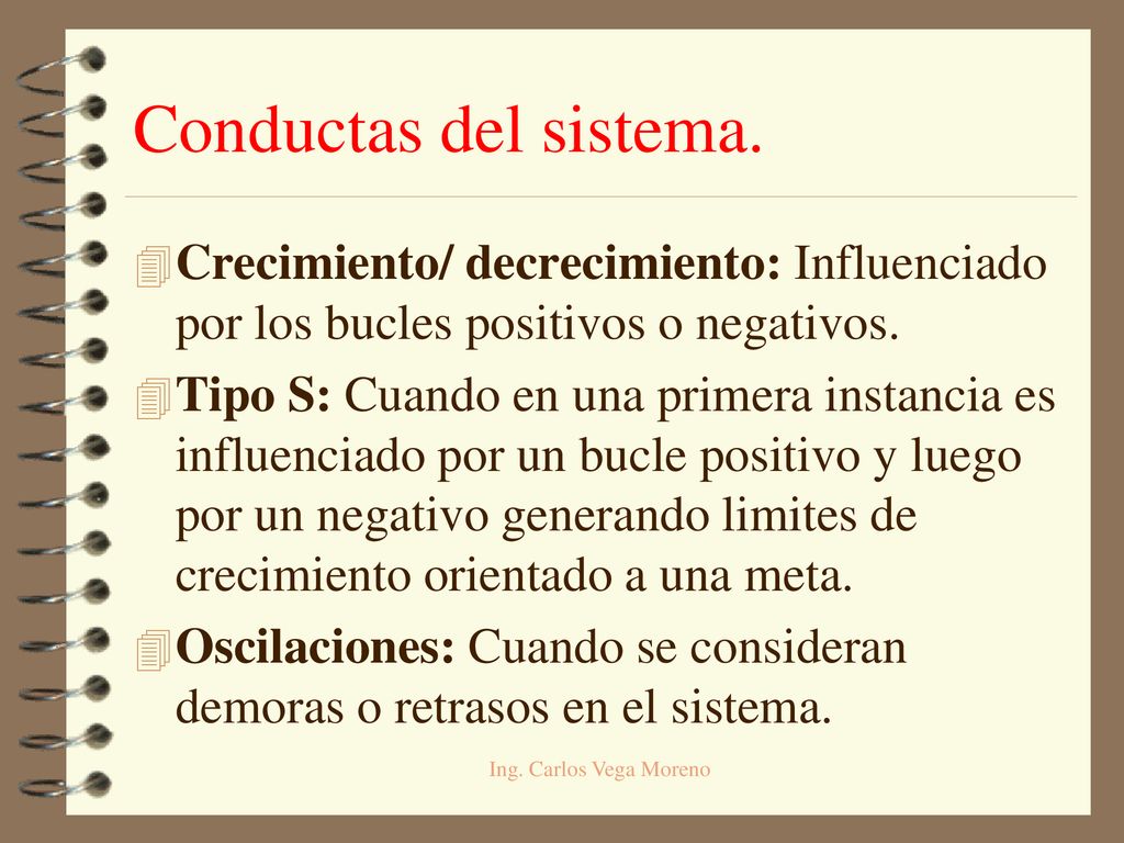 Conductas del sistema. Crecimiento/ decrecimiento: Influenciado por los bucles positivos o negativos.