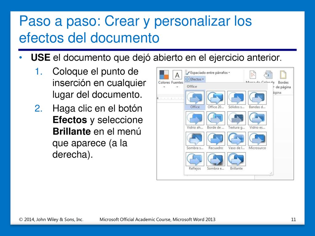 Paso a paso: Crear y personalizar los efectos del documento