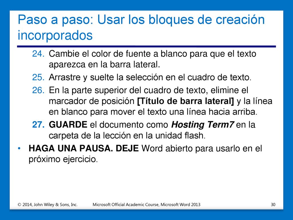 Paso a paso: Usar los bloques de creación incorporados