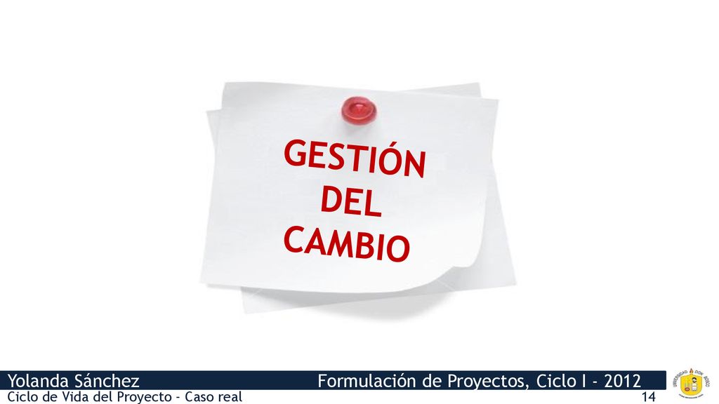 GESTIÓN DEL CAMBIO Ciclo de Vida del Proyecto - Caso real
