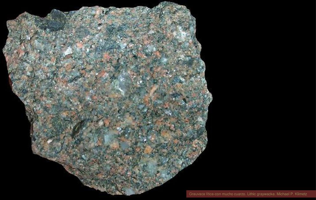 Grauvaca lítica- con mucho cuarzo. Lithic graywacke. Michael P. Klimetz