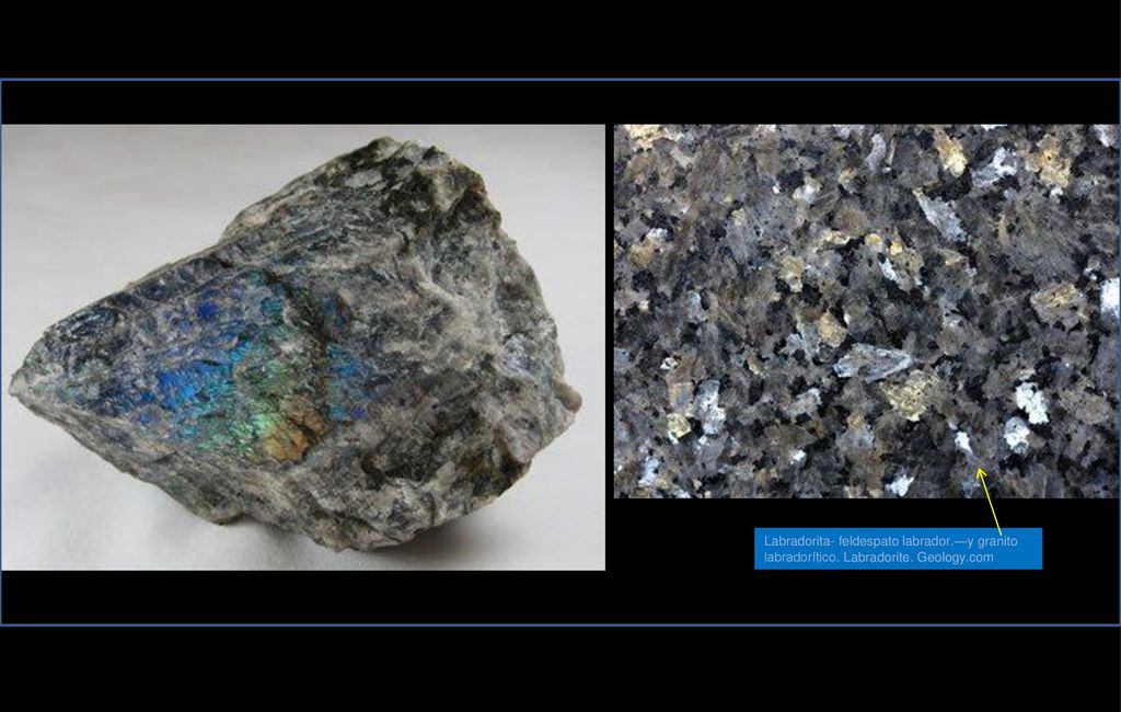 Labradorita- feldespato labrador.—y granito labradorítico. Labradorite. Geology.com