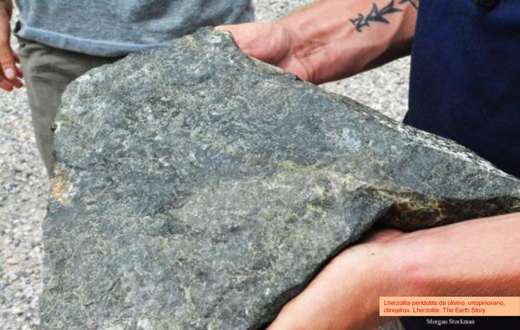 Lherzolita-peridotita de olivino, ortopirioxeno, clinopirox. Lherzolite. The Earth Story.