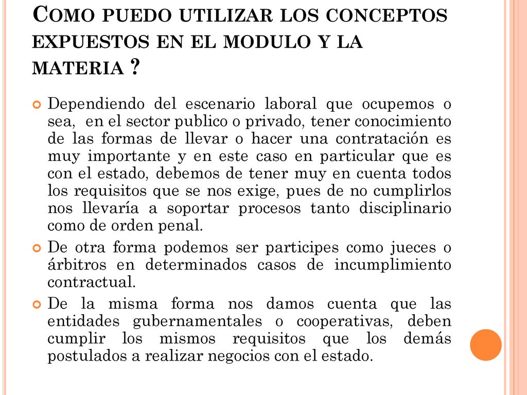 Como puedo utilizar los conceptos expuestos en el modulo y la materia
