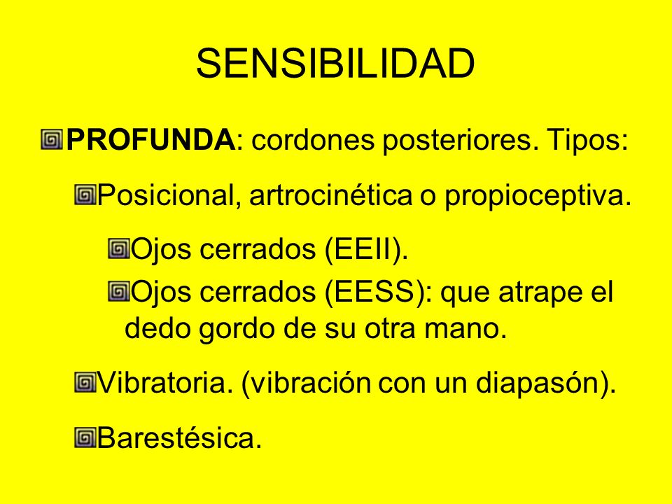 SENSIBILIDAD PROFUNDA: cordones posteriores. Tipos: