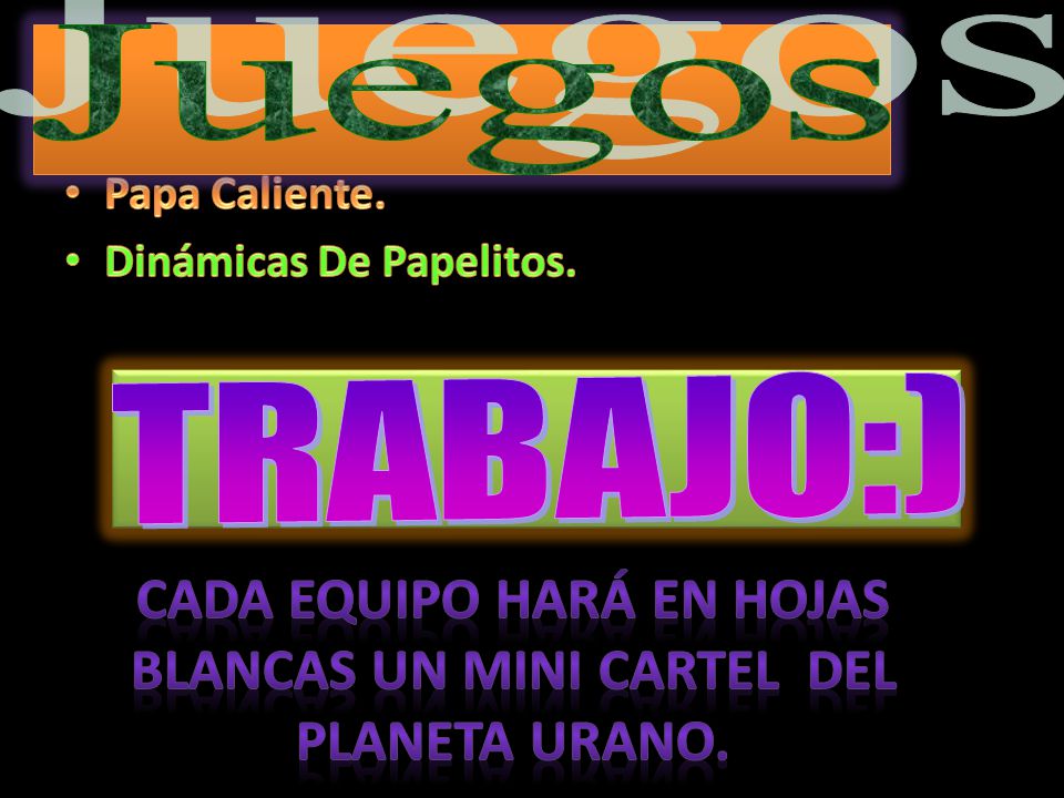 CADA EQUIPO HARÁ EN HOJAS BLANCAS UN MINI CARTEL DEL PLANETA URANO.