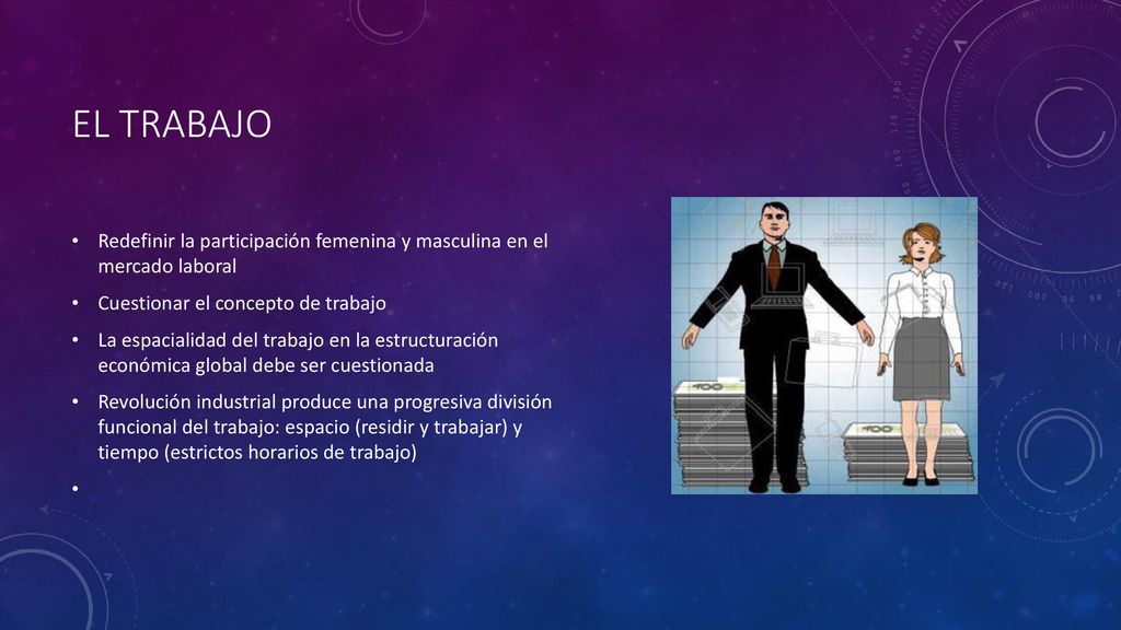 El trabajo Redefinir la participación femenina y masculina en el mercado laboral. Cuestionar el concepto de trabajo.