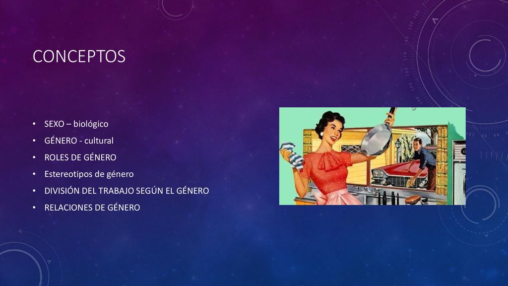 CONCEPTOS SEXO – biológico GÉNERO - cultural ROLES DE GÉNERO