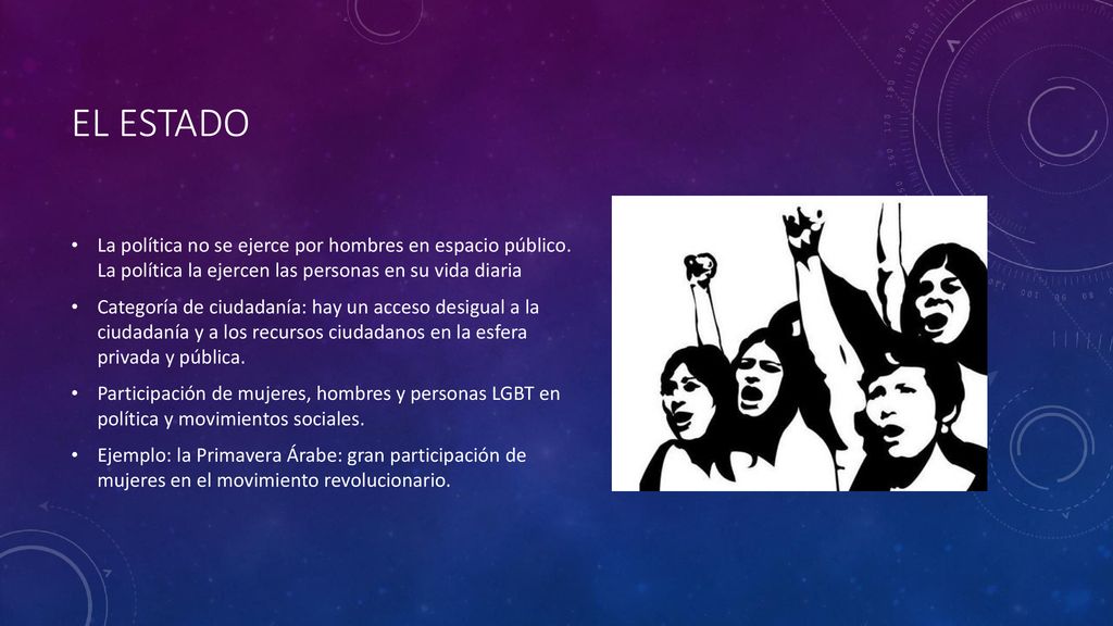 El estado La política no se ejerce por hombres en espacio público. La política la ejercen las personas en su vida diaria.