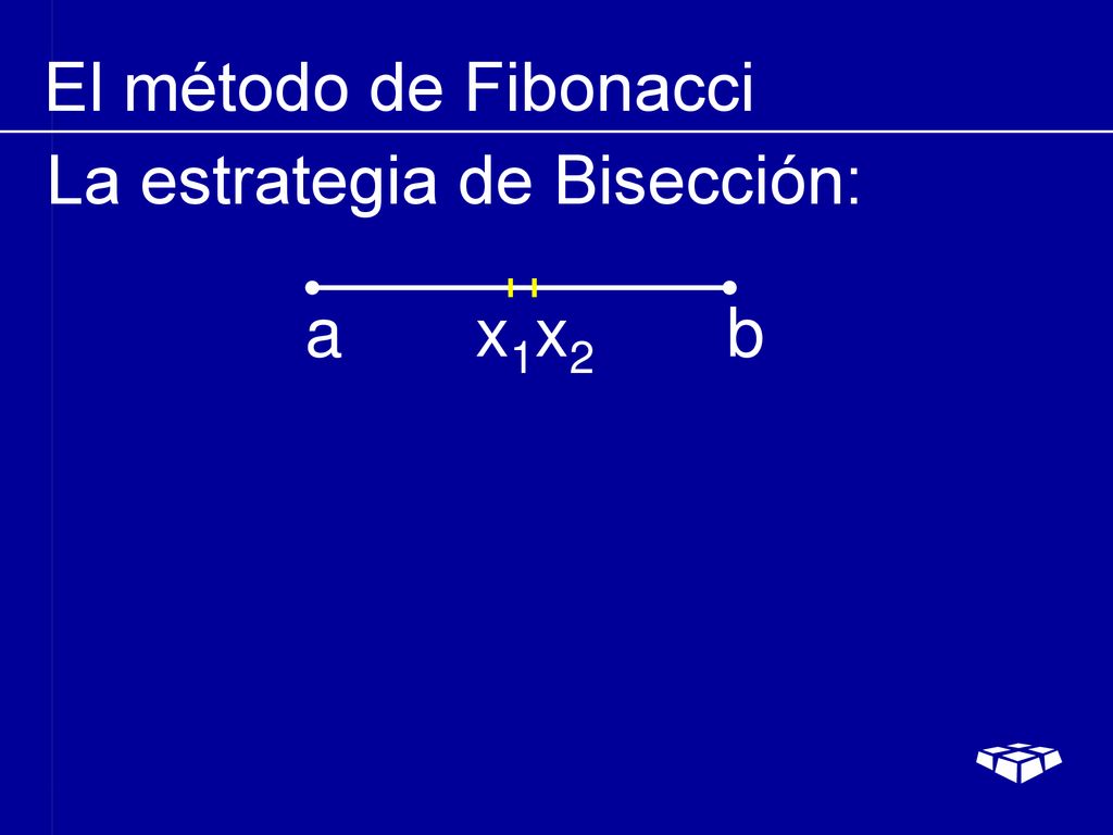 El método de Fibonacci La estrategia de Bisección: a x1x2 b