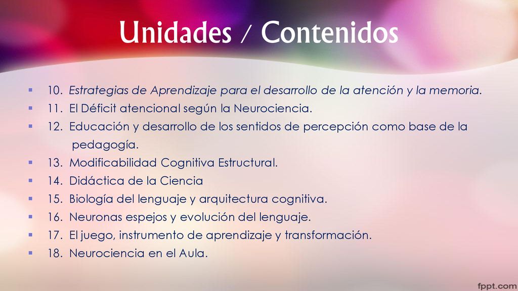 Unidades / Contenidos 10. Estrategias de Aprendizaje para el desarrollo de la atención y la memoria.
