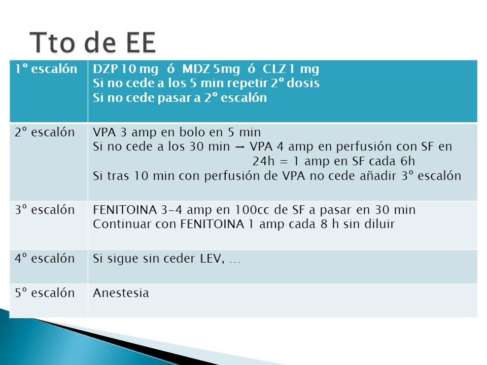 Tto de EE 1º escalón DZP 10 mg ó MDZ 5mg ó CLZ 1 mg
