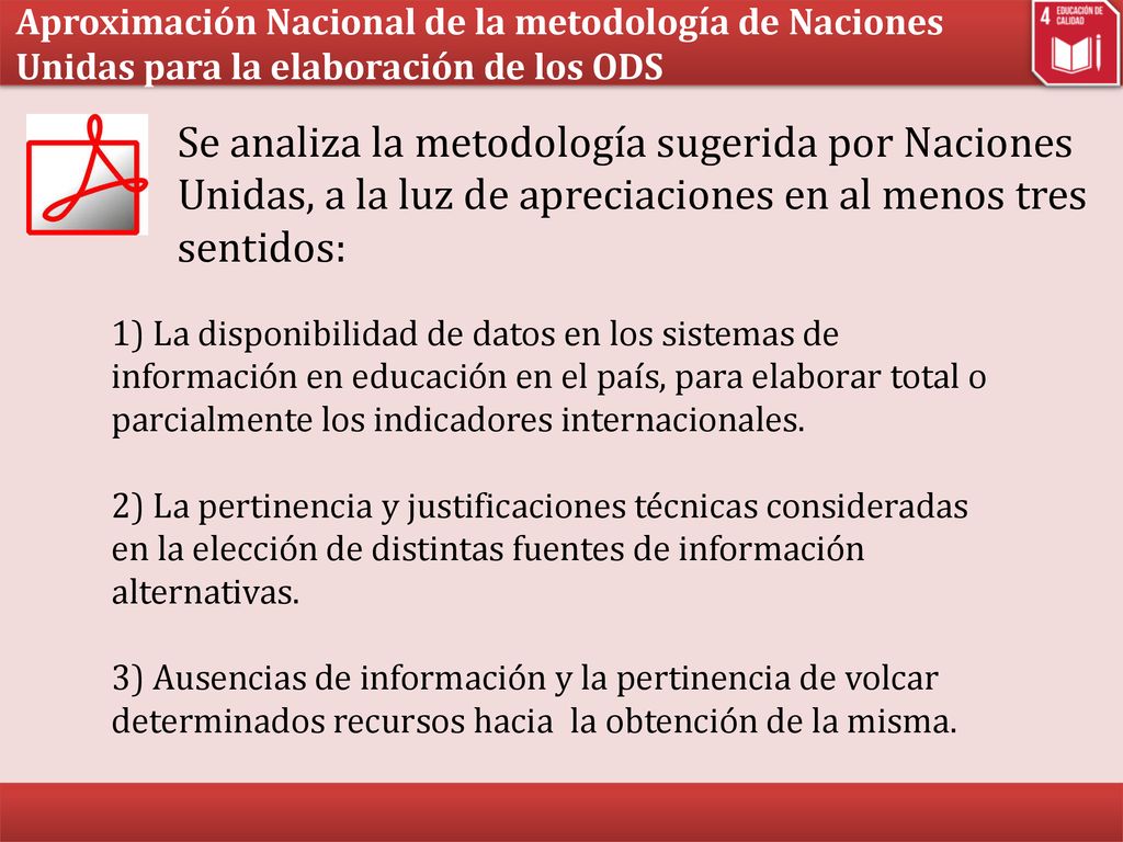 Aproximación Nacional de la metodología de Naciones Unidas para la elaboración de los ODS