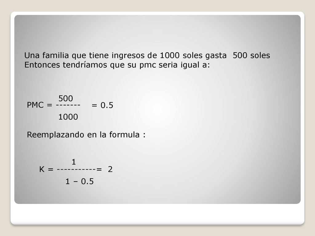 Una familia que tiene ingresos de 1000 soles gasta 500 soles
