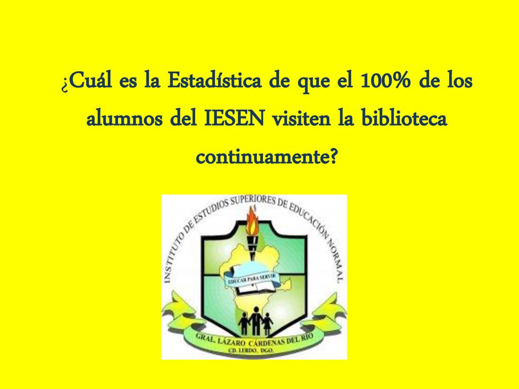 ¿Cuál es la Estadística de que el 100% de los alumnos del IESEN visiten la biblioteca continuamente