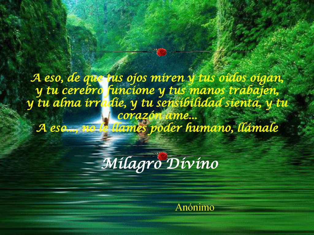 A eso, de que tus ojos miren y tus oídos oigan, y tu cerebro funcione y tus manos trabajen, y tu alma irradie, y tu sensibilidad sienta, y tu corazón ame... A eso..., no le llames poder humano, llámale