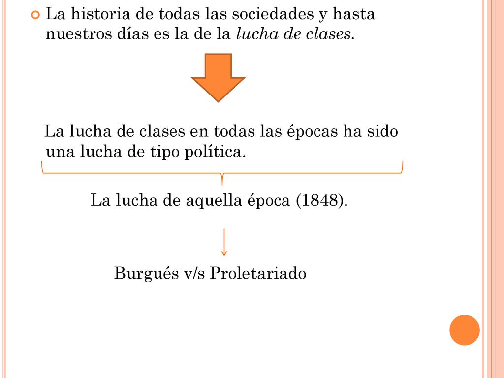 La historia de todas las sociedades y hasta nuestros días es la de la lucha de clases.