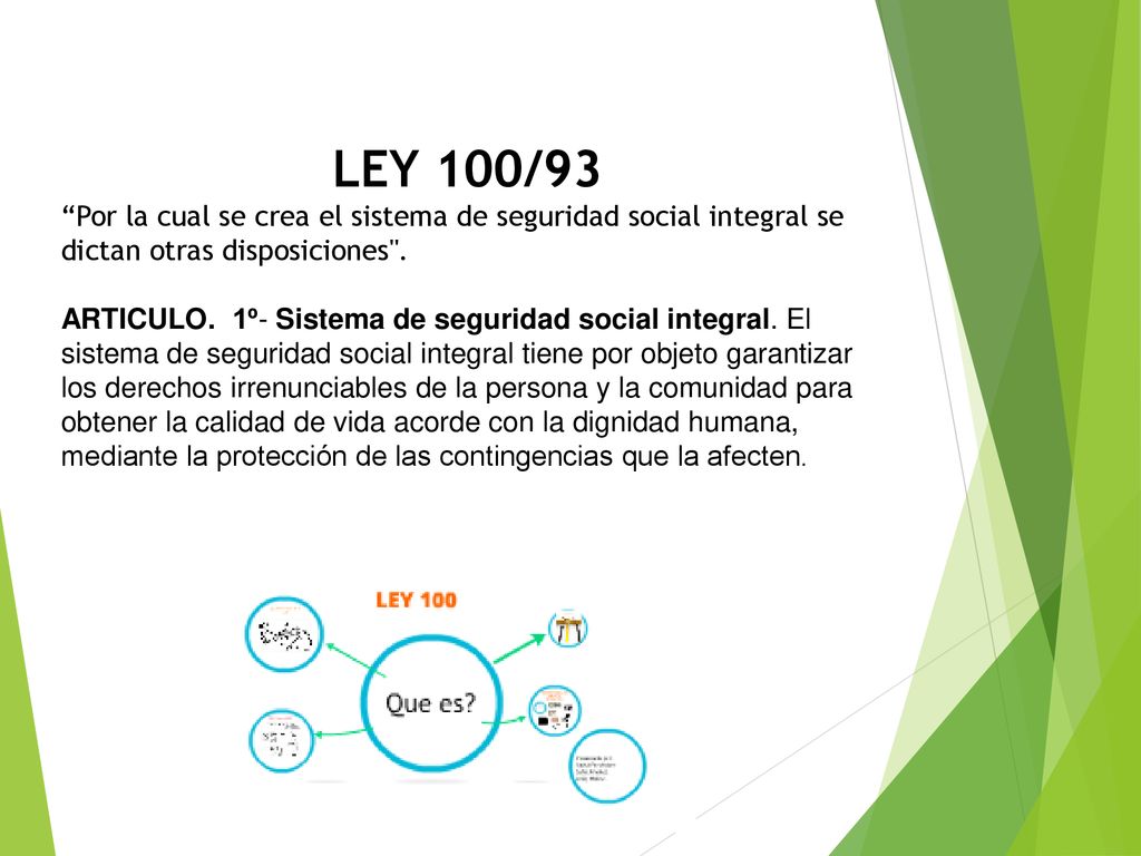 LEY 100/93 Por la cual se crea el sistema de seguridad social integral se dictan otras disposiciones .