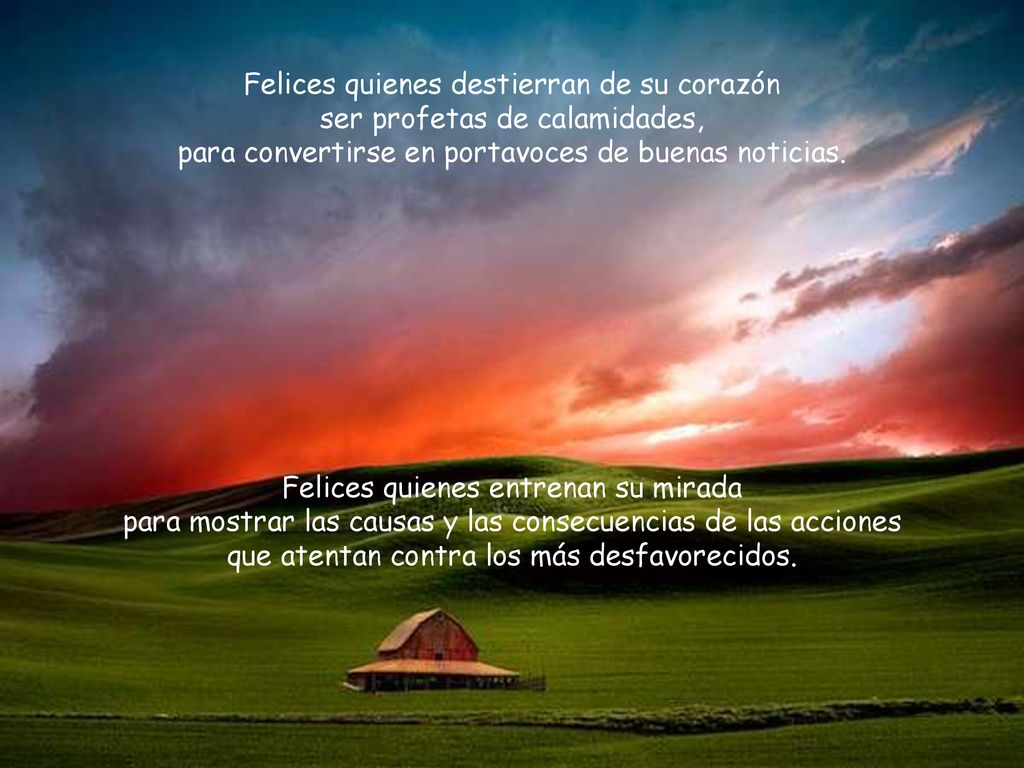 Felices quienes destierran de su corazón ser profetas de calamidades,